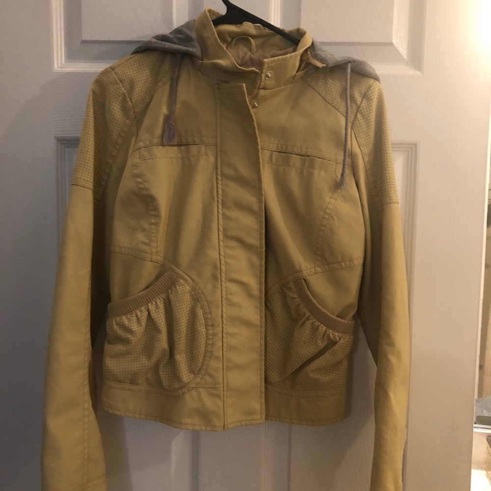 Yellow faux leather jacket